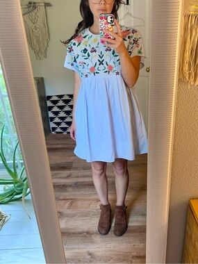 Blue Embroidered Floral Romper